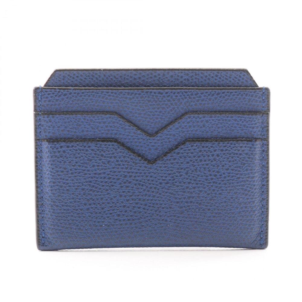 Valextra business card holder/card case, leather, men's accessory, blue.